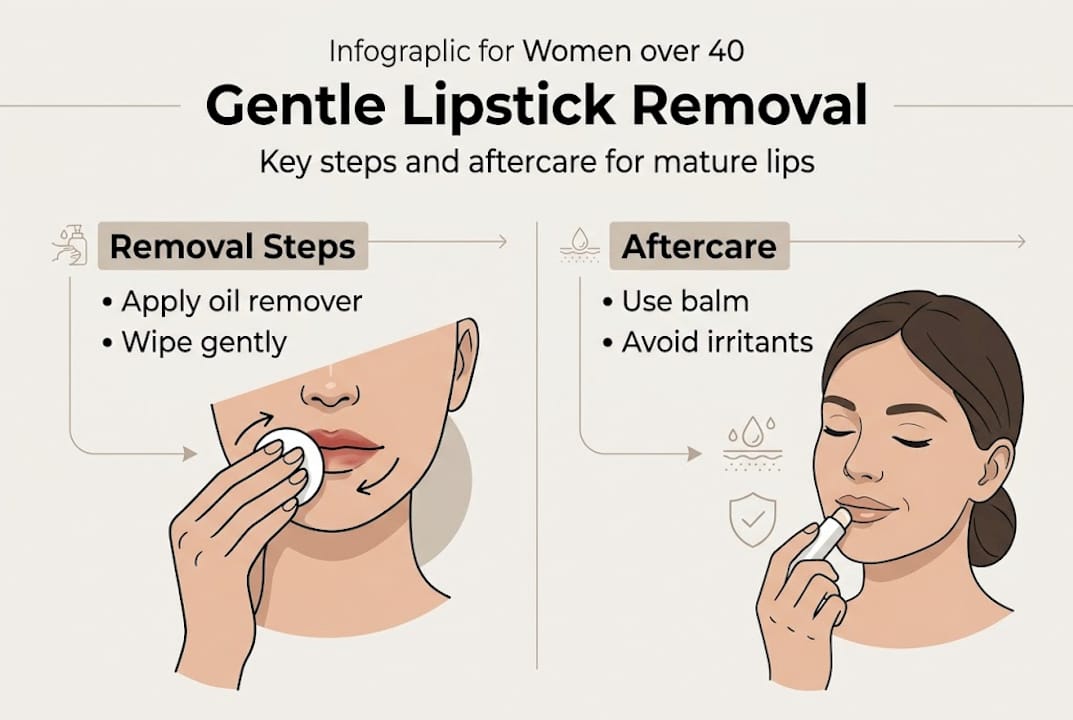 Infographic safe lipstick removal steps women 40 plus