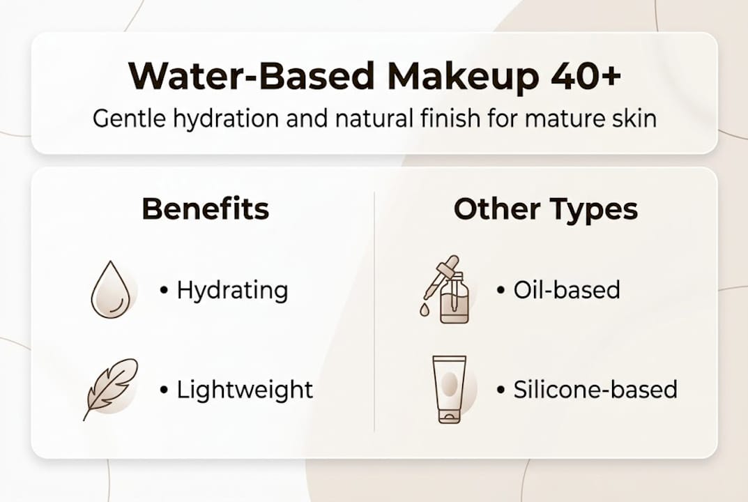 Infographic comparing makeup types for mature skin