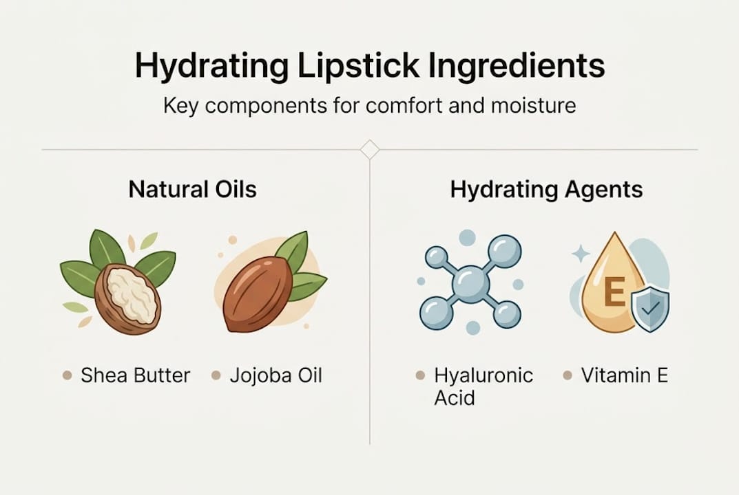 Infographic listing hydrating lipstick ingredients