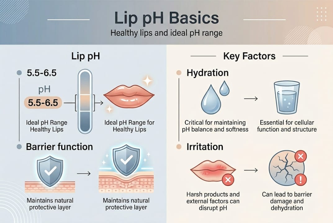 Infographic illustrating lip pH basics and key factors