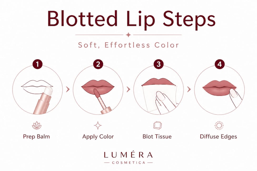 Infographic shows four-step blotted lip method