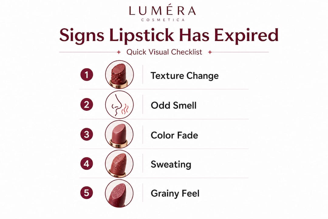 Infographic shows steps to identify expired lipstick