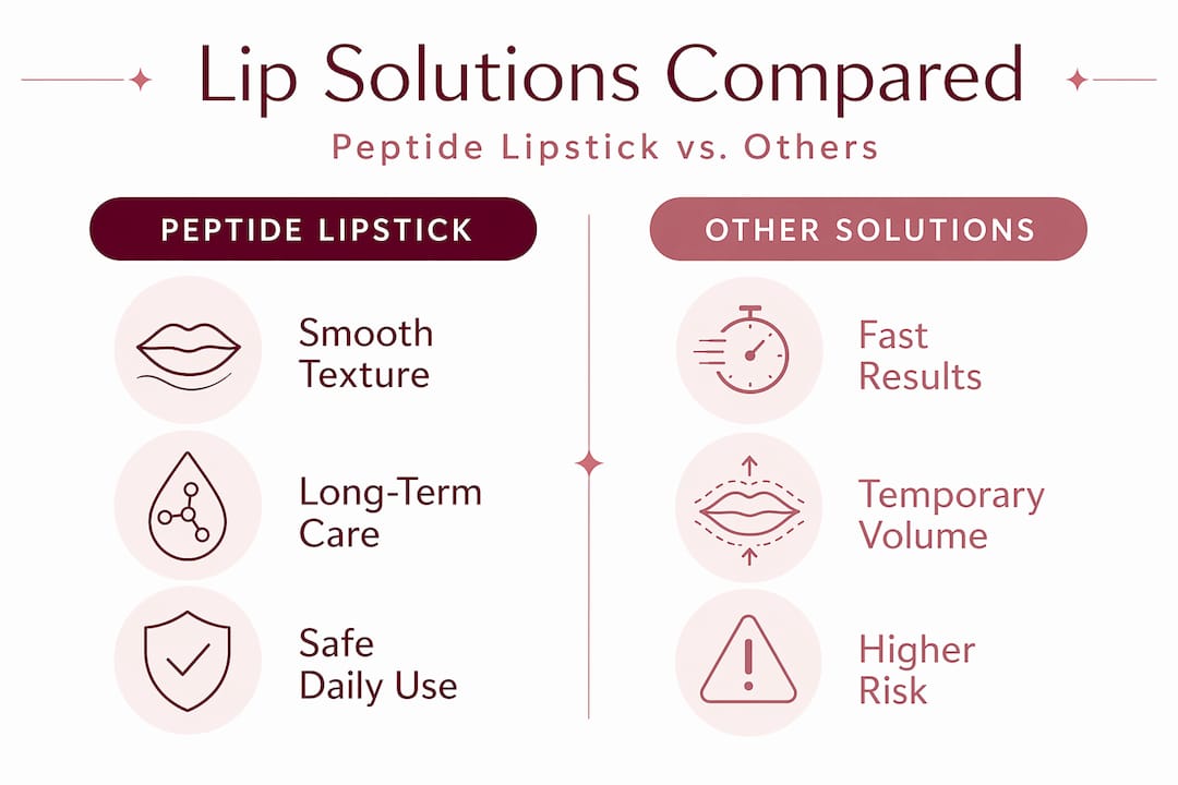 Infographic comparing peptide and other lip solutions