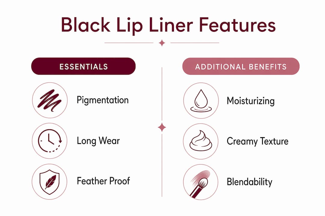 Comparison infographic of black lip liner key features