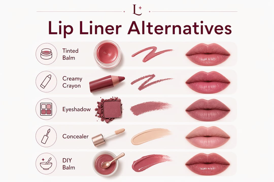 Infographic listing lip liner alternative options