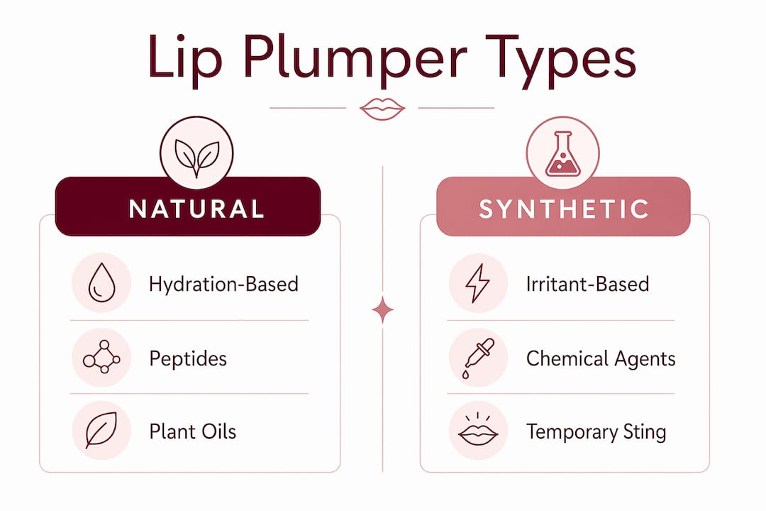 Comparison infographic of natural and synthetic lip plumpers
