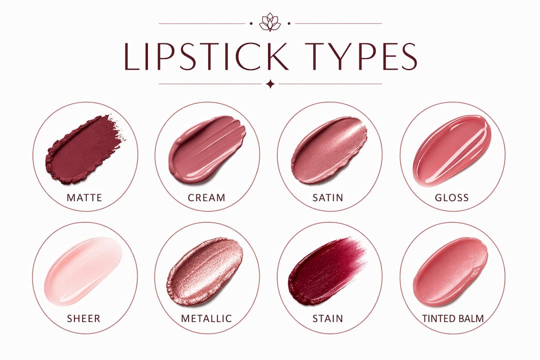 Infographic showing hierarchy of lipstick types