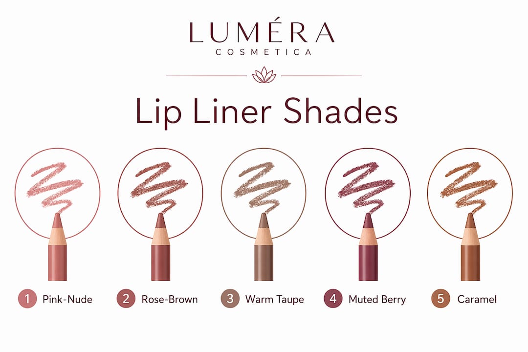 Infographic showcasing top lip liner shades for mature skin