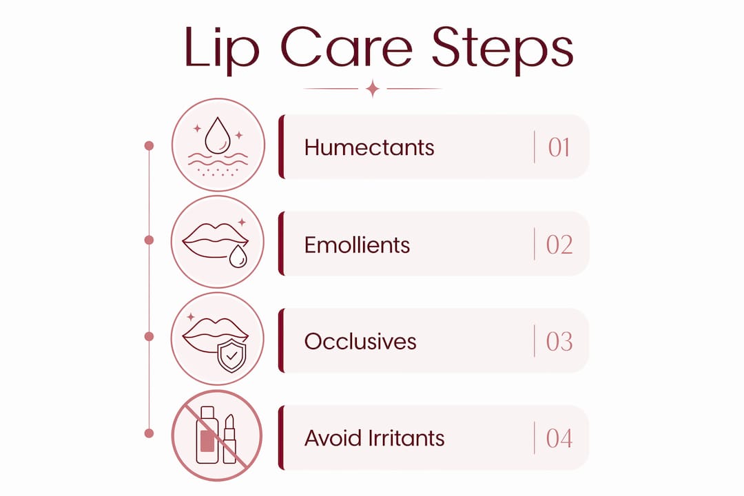 Infographic showing lip care ingredient steps