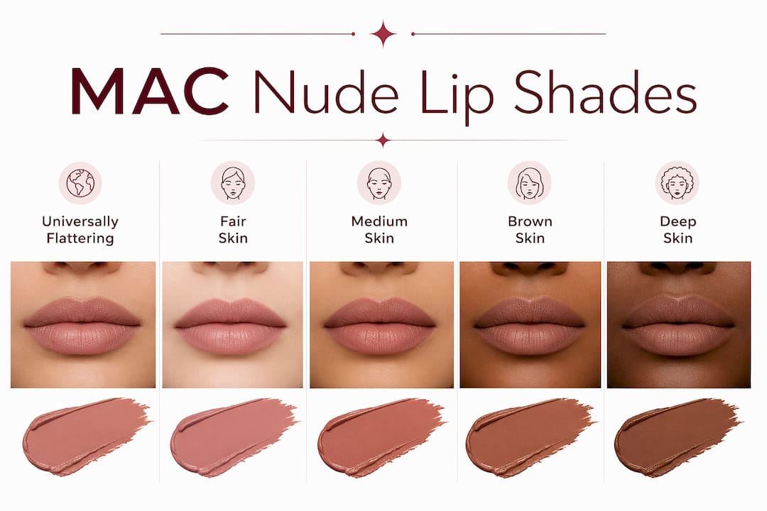 Infographic of MAC nude lip liner shades by skin tone