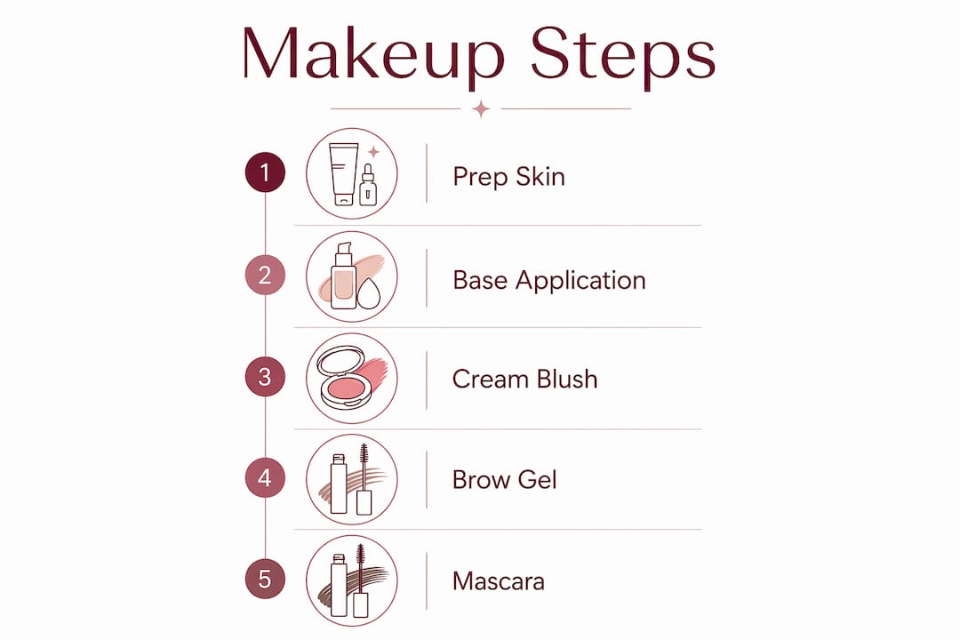Infographic displaying basic makeup routine steps