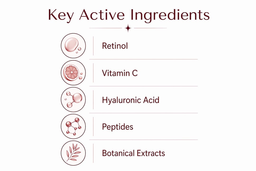 Infographic listing key skincare ingredients
