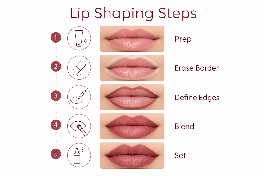 Infographic of concealer lip shaping steps