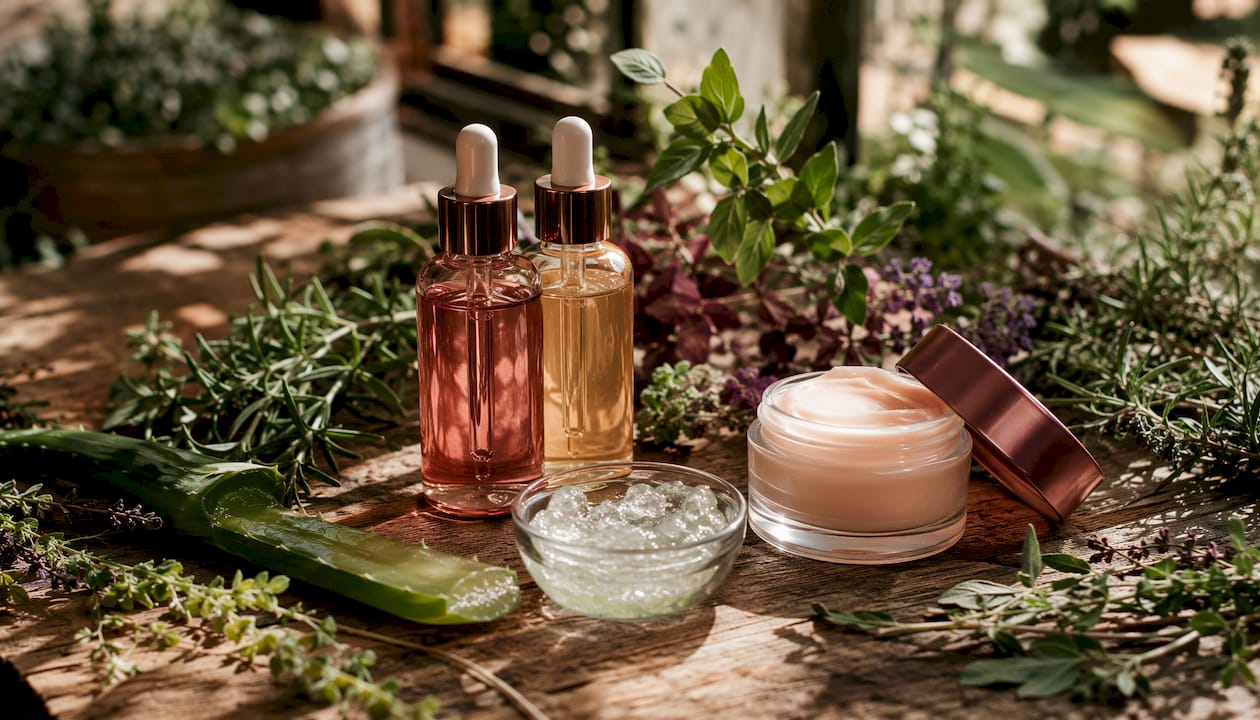 Close-up of IT Cosmetics skincare products on cloth