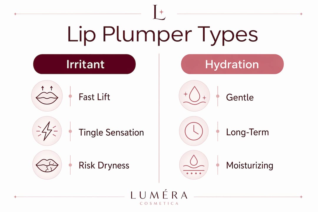 Infographic comparing irritant and hydration lip plumpers