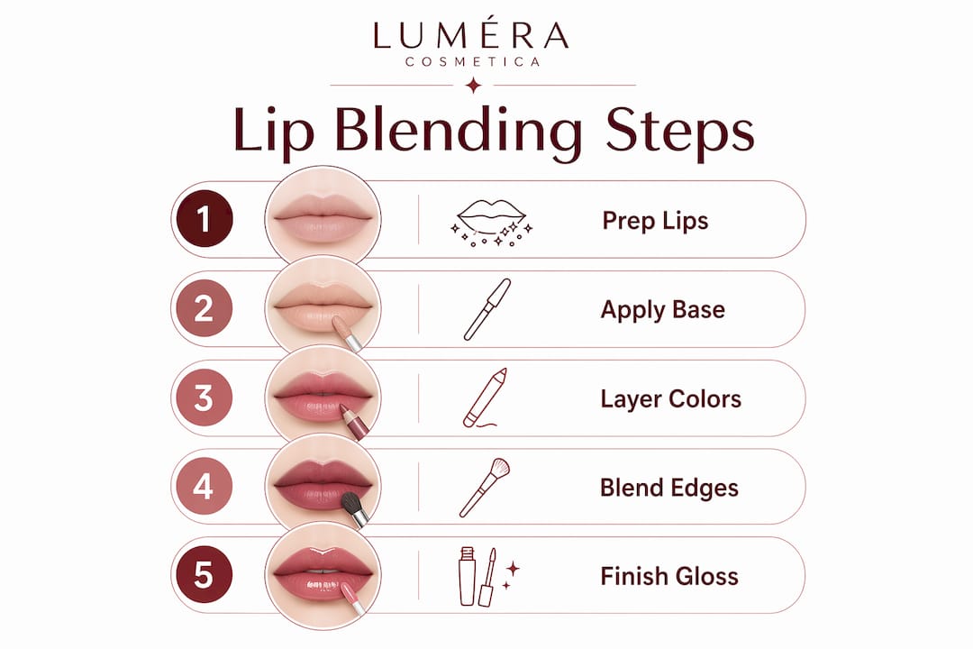 Infographic illustrating lip blending steps