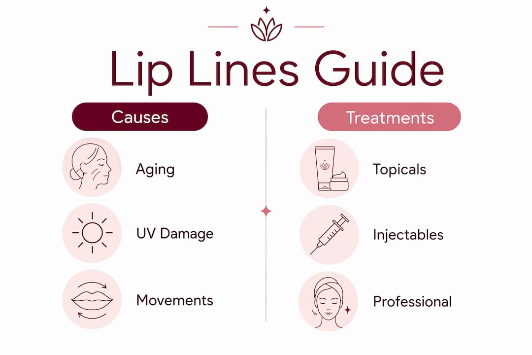Infographic comparing causes and treatments of lip lines