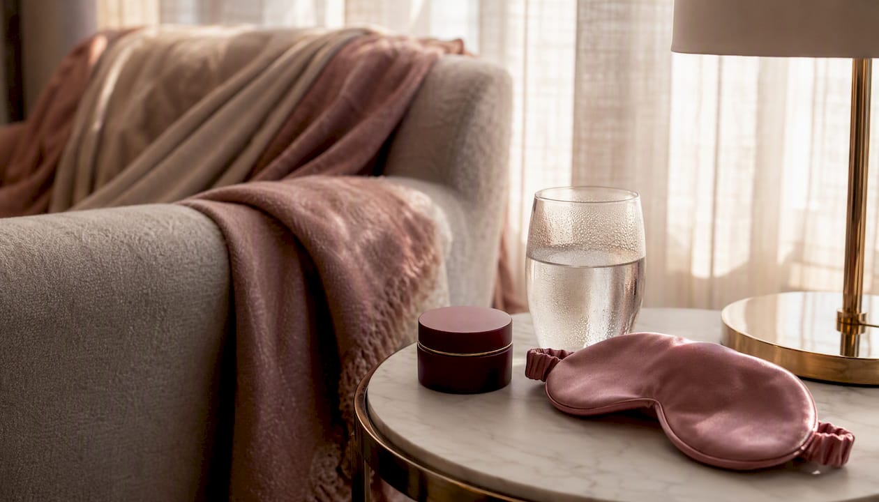 Bedside table setup for overnight lip care