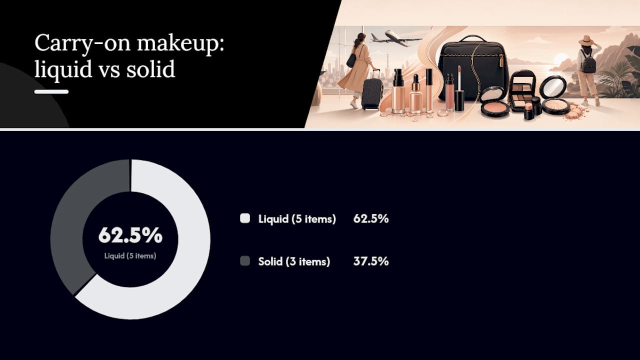 Diagram showing travel makeup liquid and solid carry-on rules