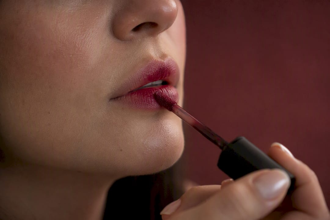 Close-up of lips with gradient lip stain application