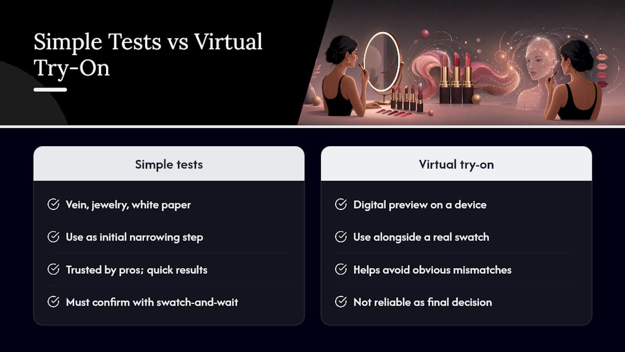 Diagram of lipstick undertone tests and virtual try-on comparison