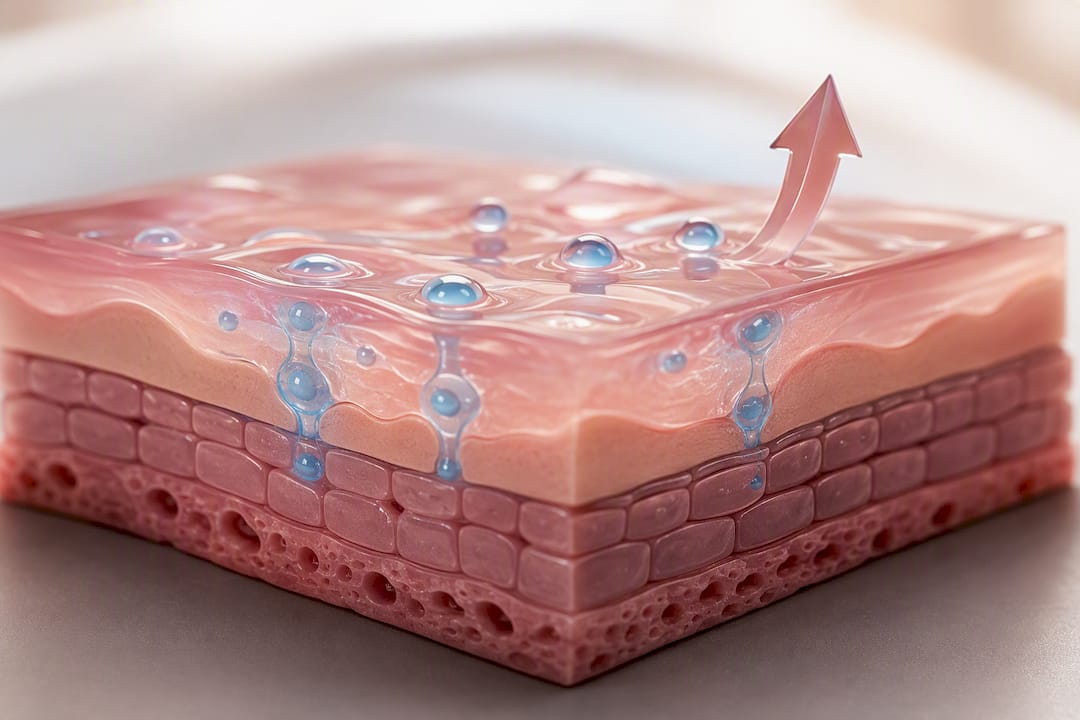 Illustration of hyaluronic acid drawing water