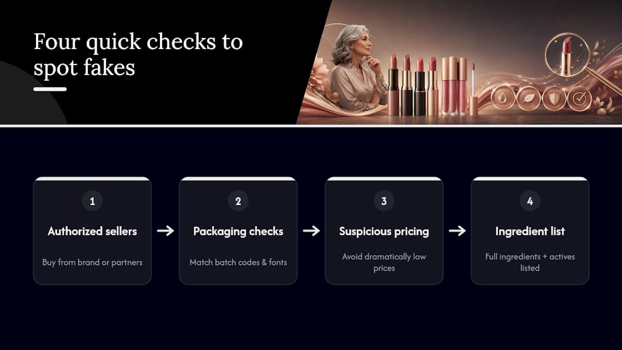 Four checks for authentic lip cosmetics