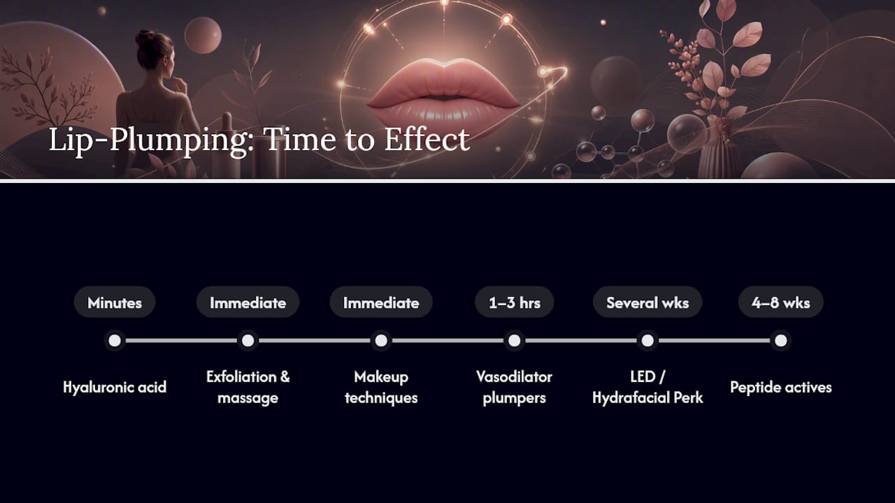 Timeline of six non-injection lip-plumping methods