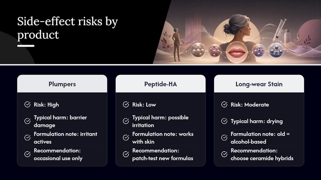 Are there side effects to worry about with long-wear lip products? — overview diagram