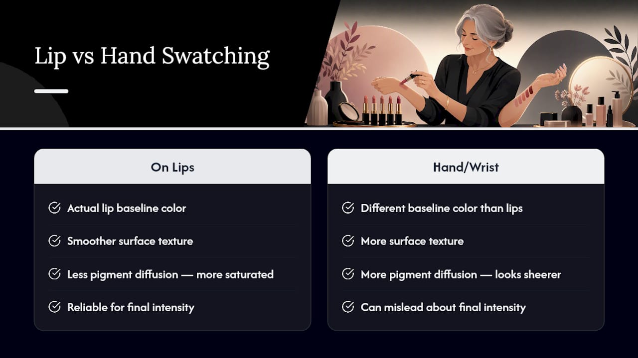 Lip testing versus wrist swatching comparison