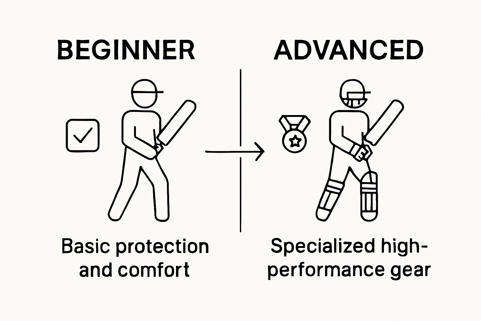 Beginner vs advanced cricket accessories selection diagram