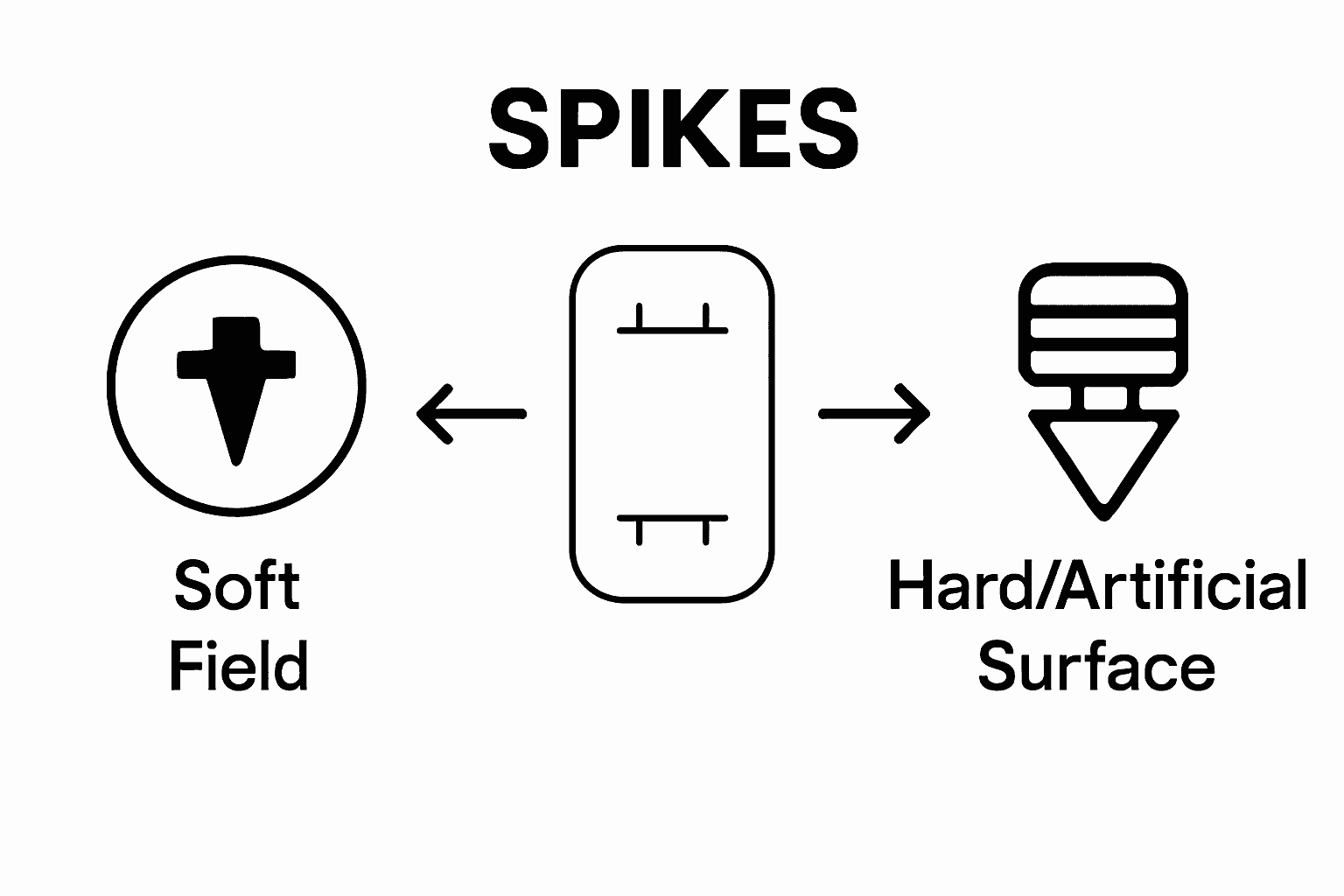 Cricket spike types for different ground surfaces