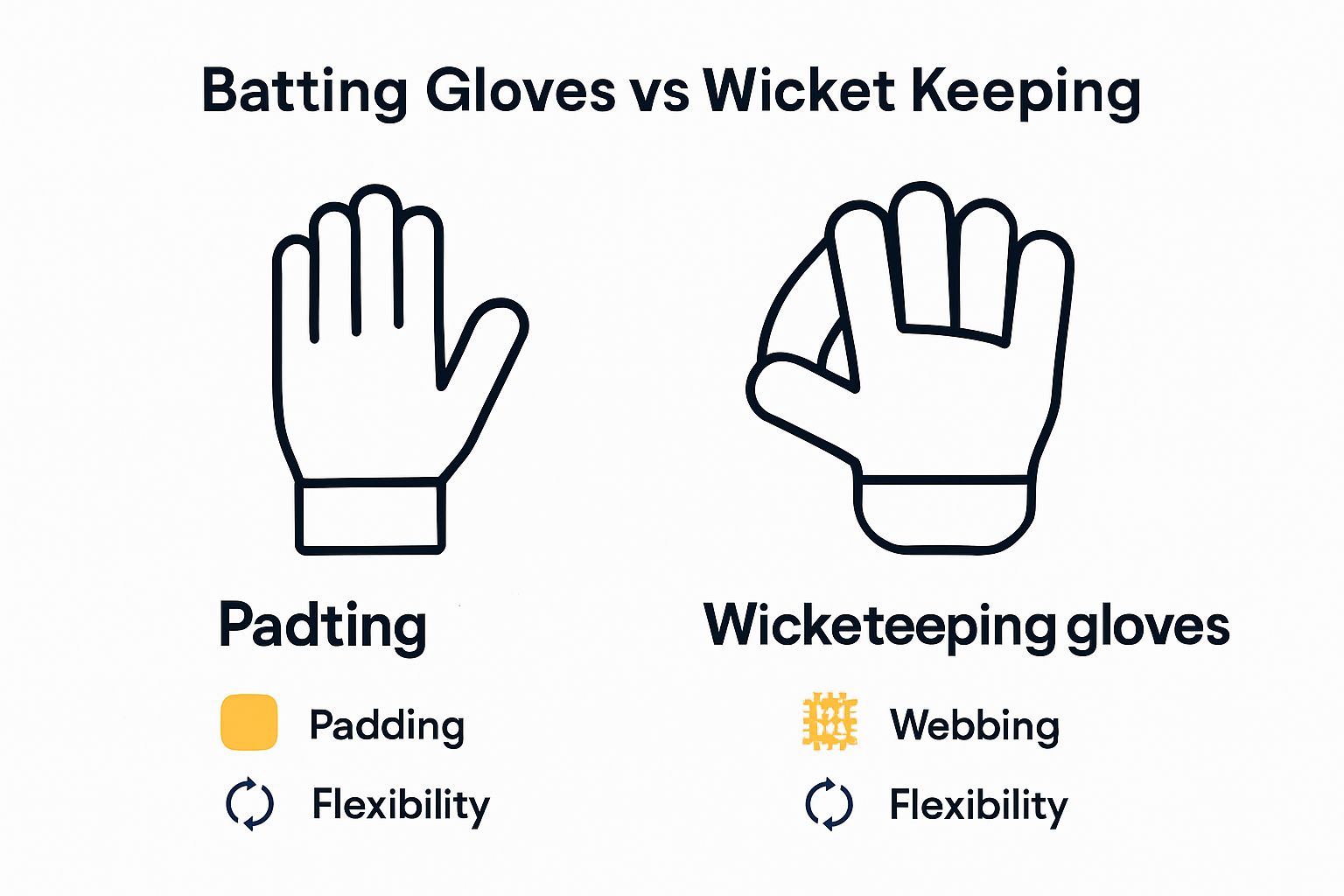 Comparison of batting and wicket keeping gloves with key features