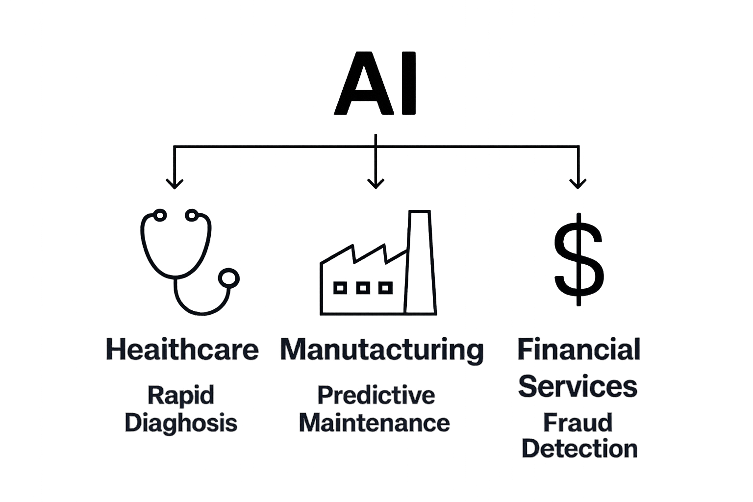 Comparison of AI innovations in healthcare, manufacturing, and finance