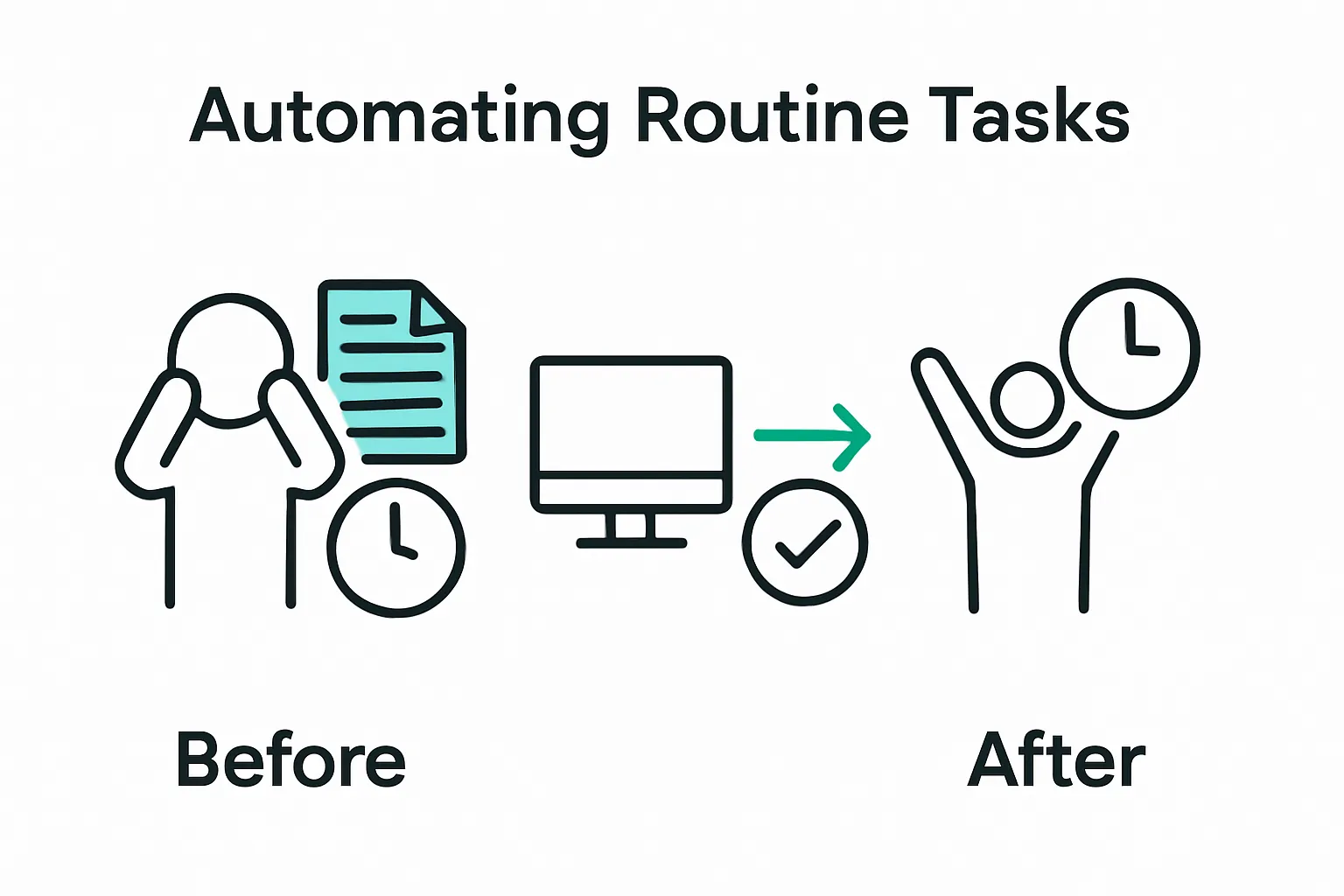 Infographic comparing manual vs automated task workflow