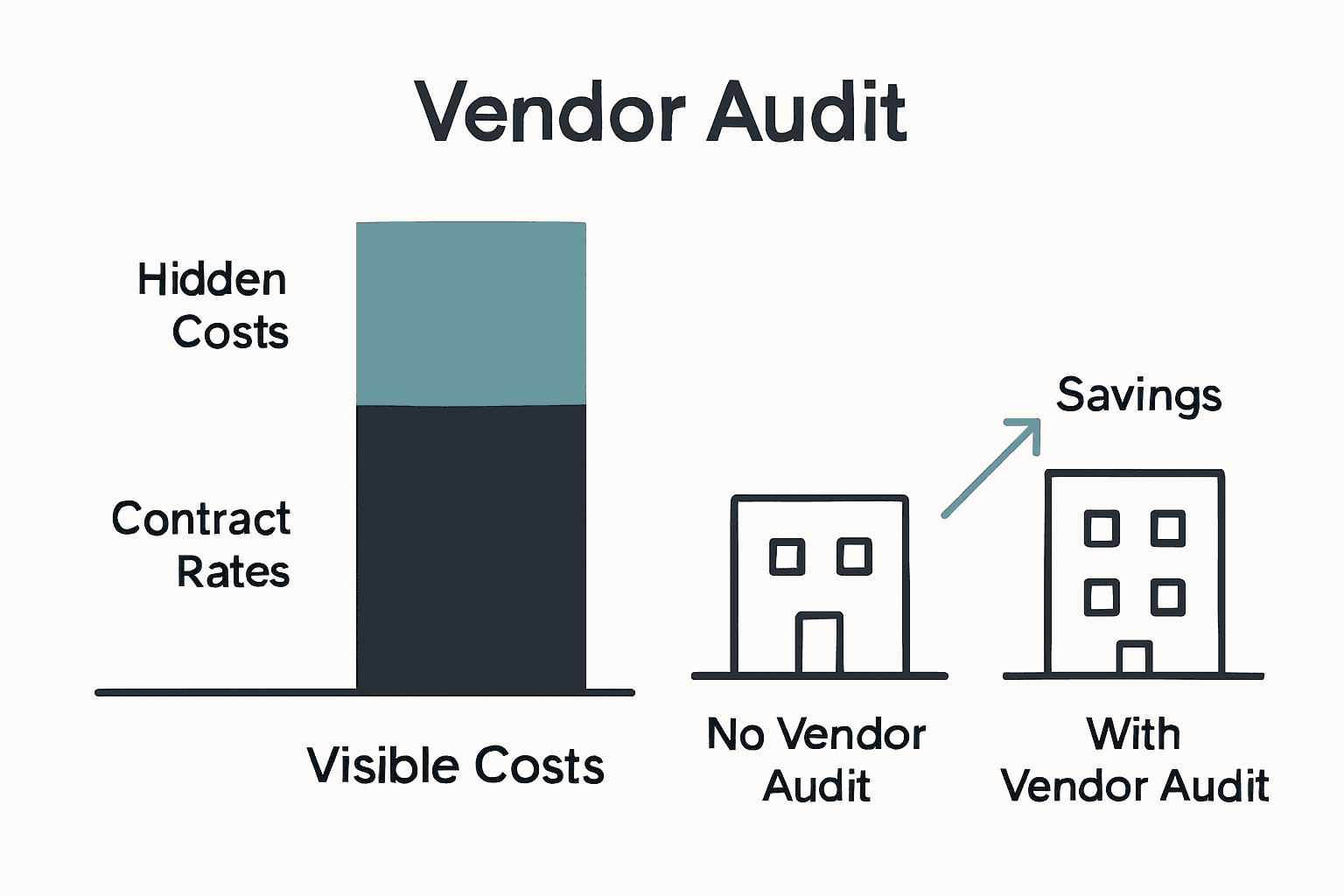 Bar chart comparing visible and hidden vendor costs and resulting business savings