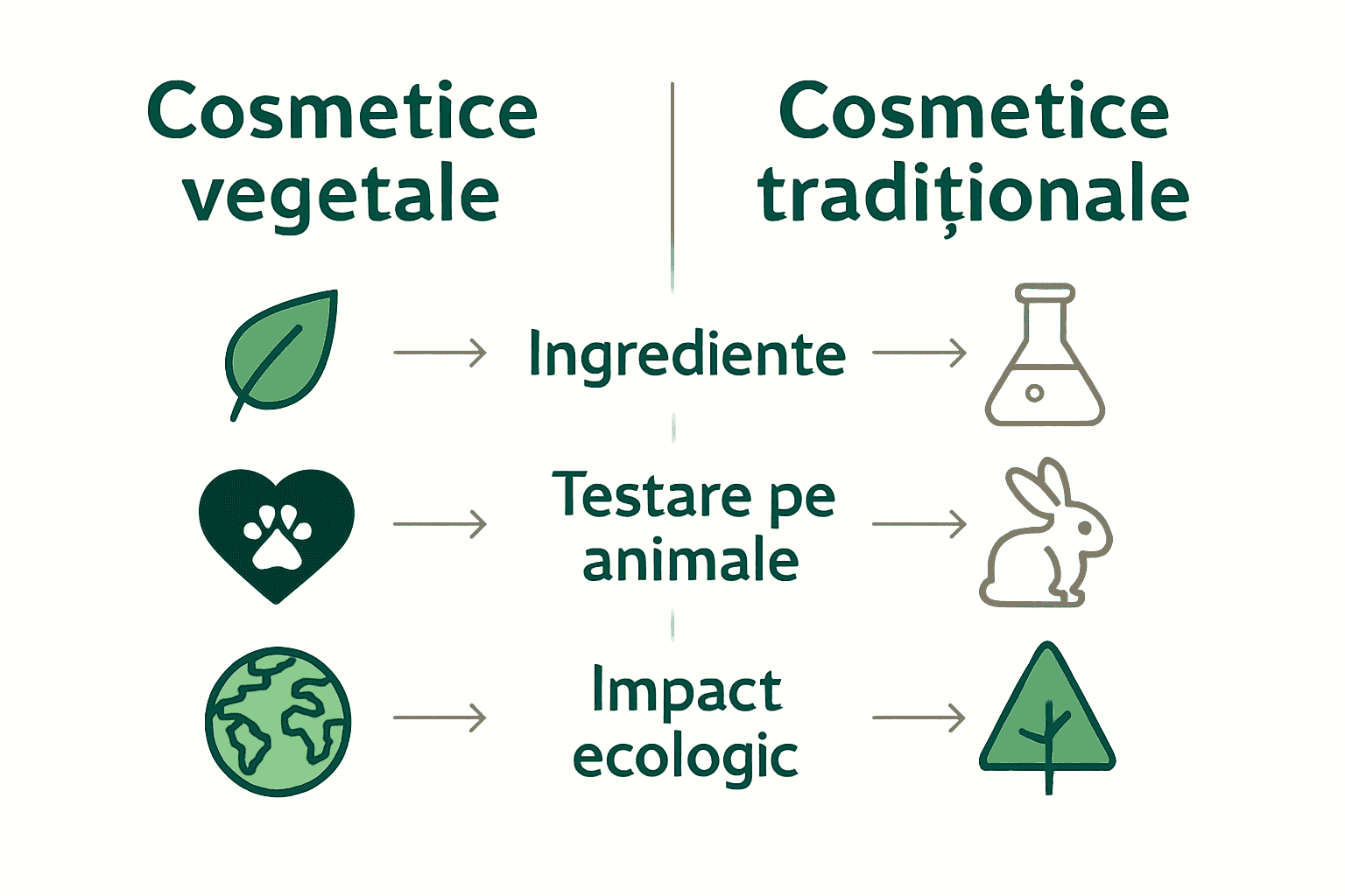 Infografic comparativ cosmetice vegetale versus tradiționale