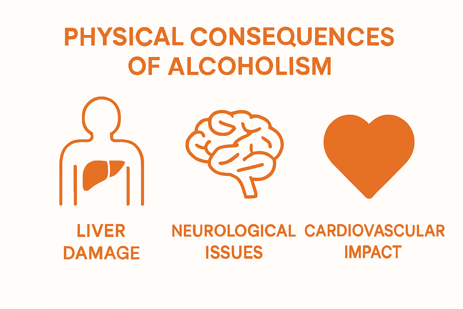 Infographic showing three key physical alcoholism symptoms