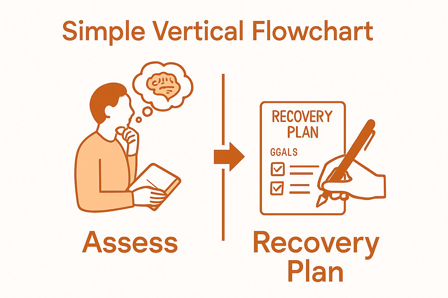 Infographic showing step 1 assessment, step 2 personalized recovery plan