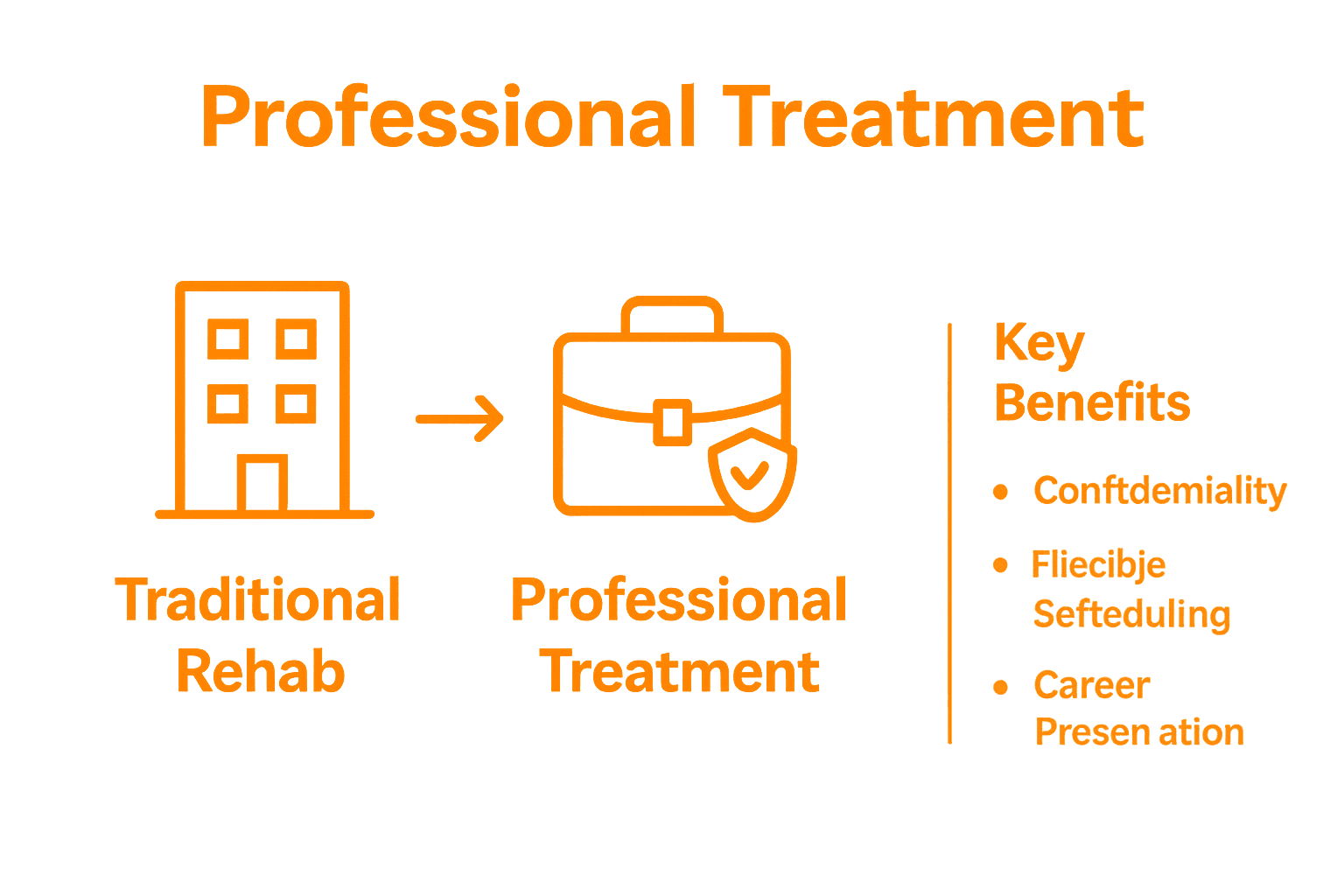 Infographic comparing traditional rehab and specialized addiction treatment for professionals.