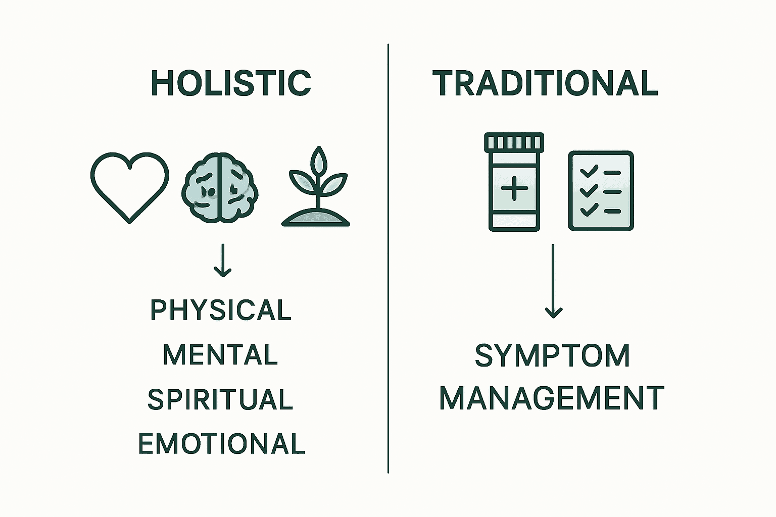 Infographic comparing holistic and traditional addiction care