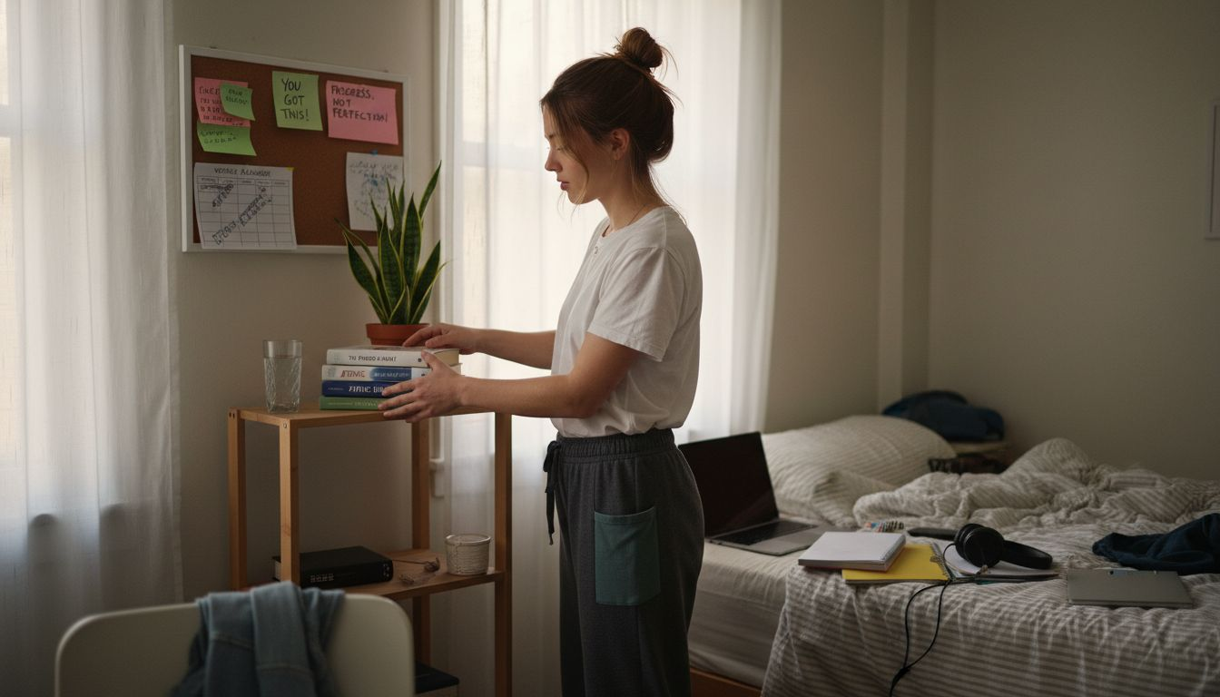 Woman creating supportive detox environment at home