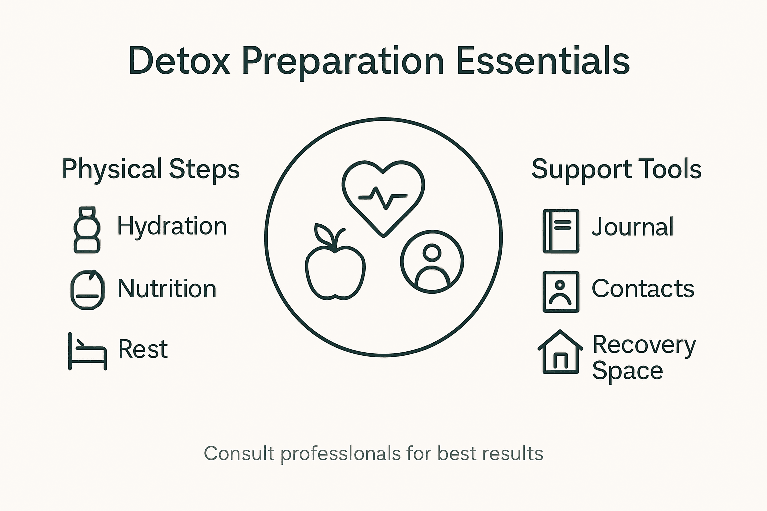 Infographic showing key detox preparation steps