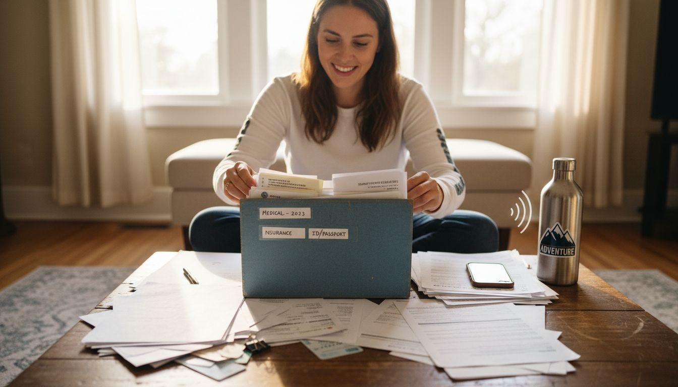 Person organizing paperwork for recovery program