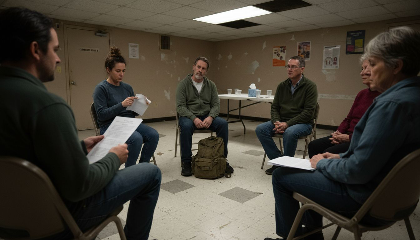 Group therapy session for outpatient addiction