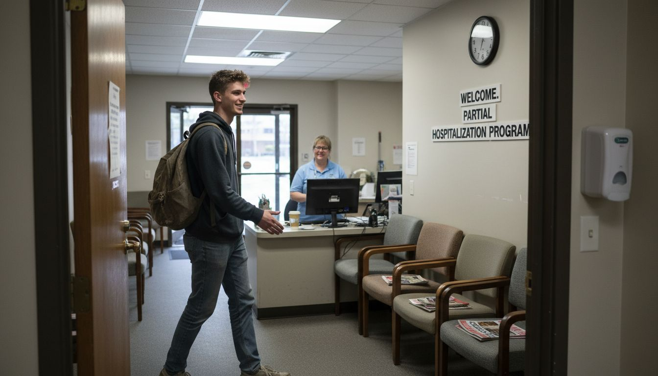Patient arrival at partial hospitalization clinic