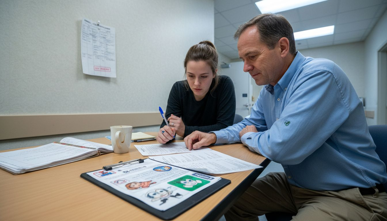 Counselor planning clinical recovery session