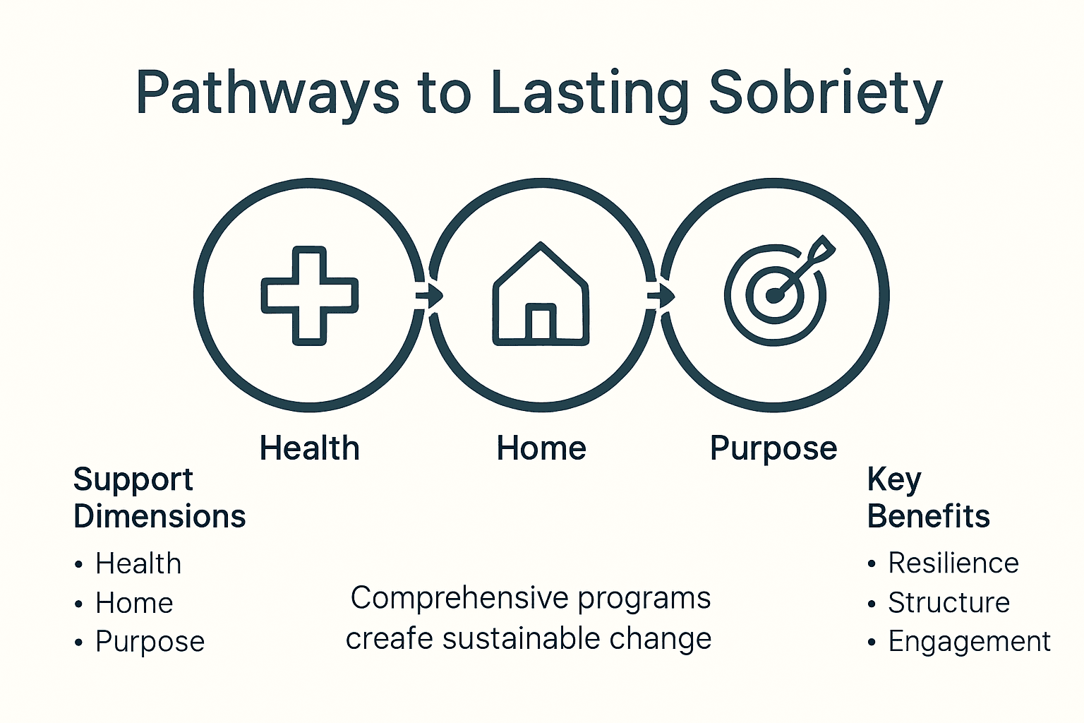 Infographic showing sobriety pathways and key benefits
