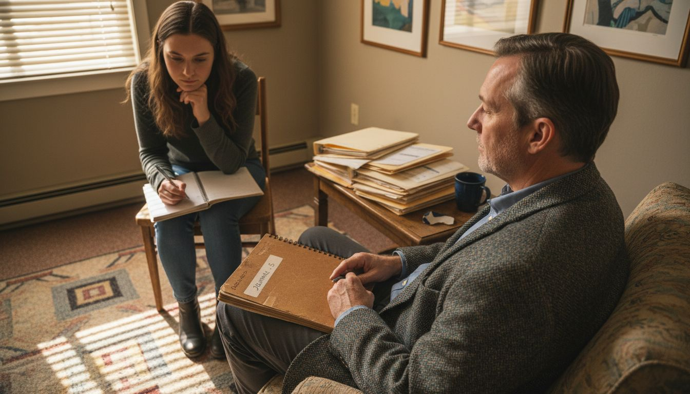 Counselor and client in follow-up session