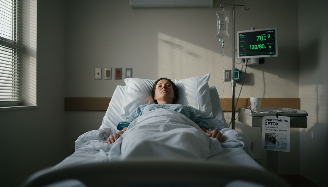 Woman in hospital bed during medical detox